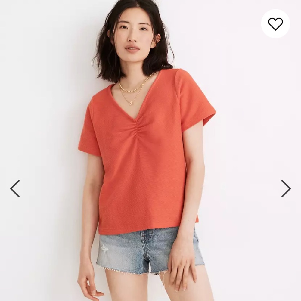 Madewell Ottoman Jacquard Ruched-Front Top